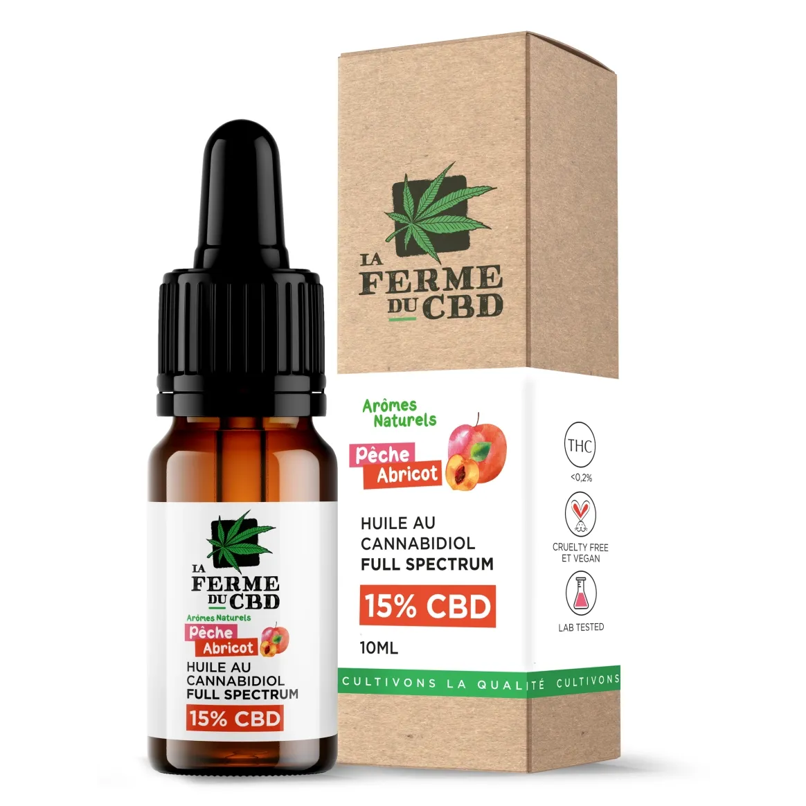 Huile Peche Abricot CBD 15% - La Ferme du CBD